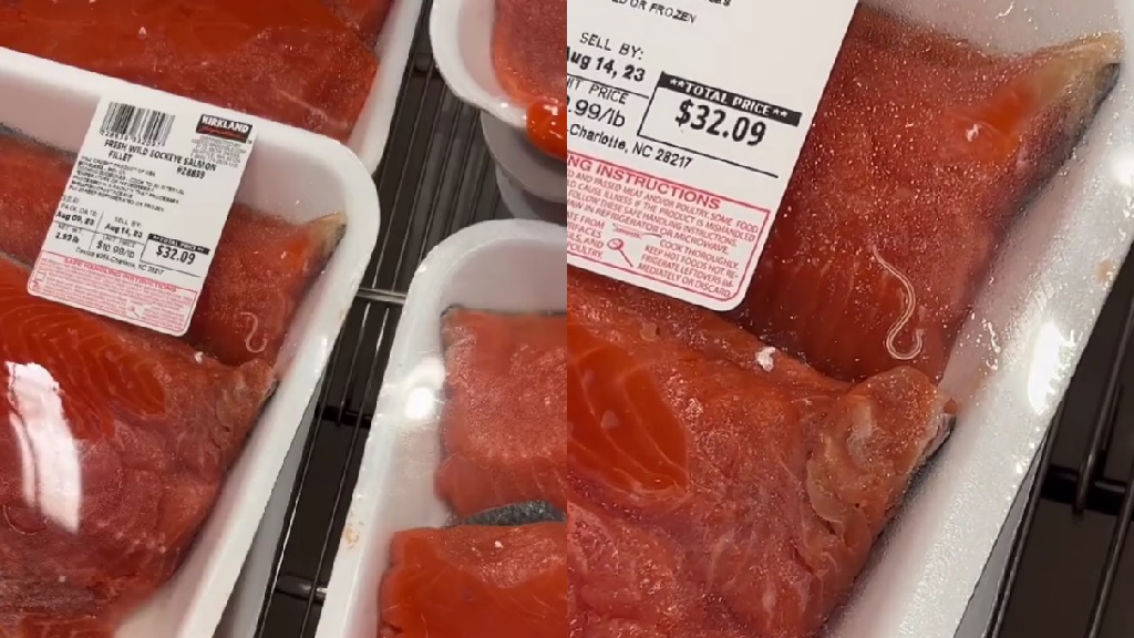 TikToker's video of live worm inside salmon pack in Costco goes viral