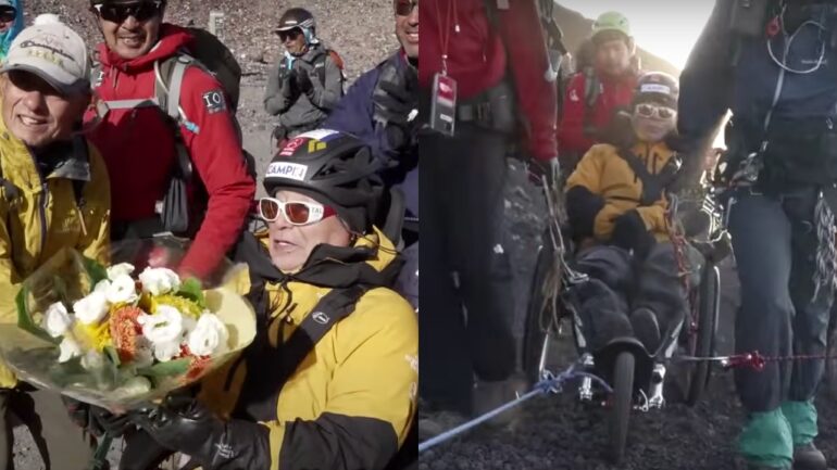 This 90-year-old Japanese mountain climber reached Mt. Fuji’s peak in a wheelchair