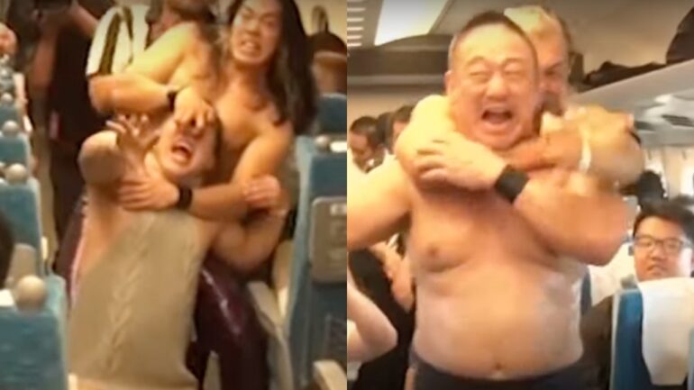 Video: Pro wrestlers brawl inside moving bullet train in Japan