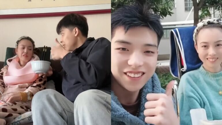 Chinese man praised for taking care of disabled mom every day since he was 10 years old
