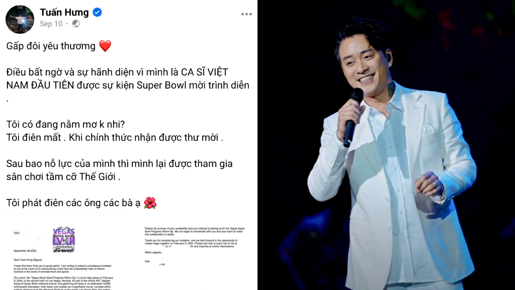 Netizens cast doubt on Vietnamese singer’s announcement on Super Bowl invitation