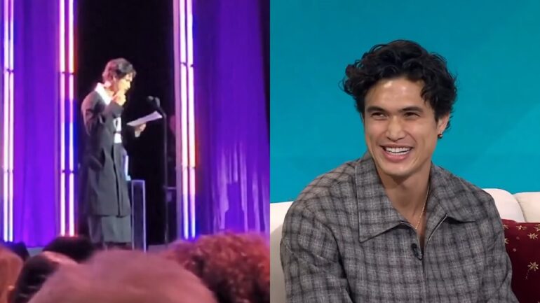Charles Melton honors mom in accepting Critics Choice award for ‘May December’