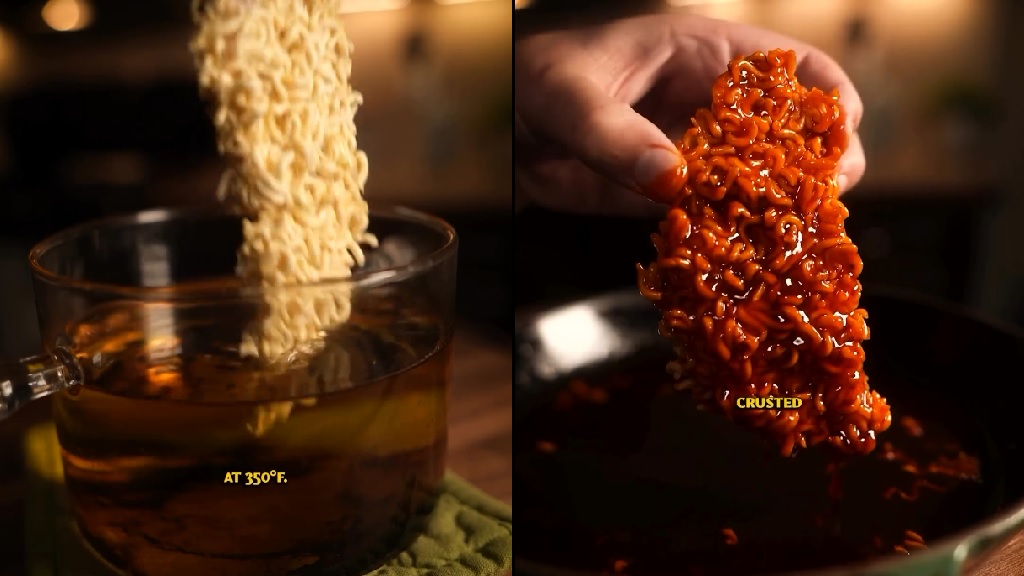 Watch: Fried chicken is fused with instant ramen for mouthwatering results