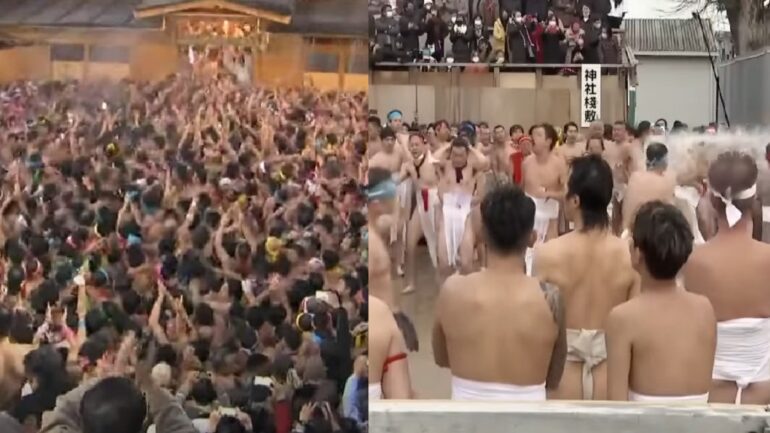 ‘Naked man’ festival breaks 1,250-year-old tradition to allow women to participate