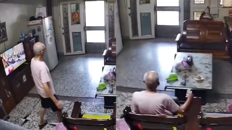 Video: Taiwanese grandfather continues watching TV unfazed during earthquake