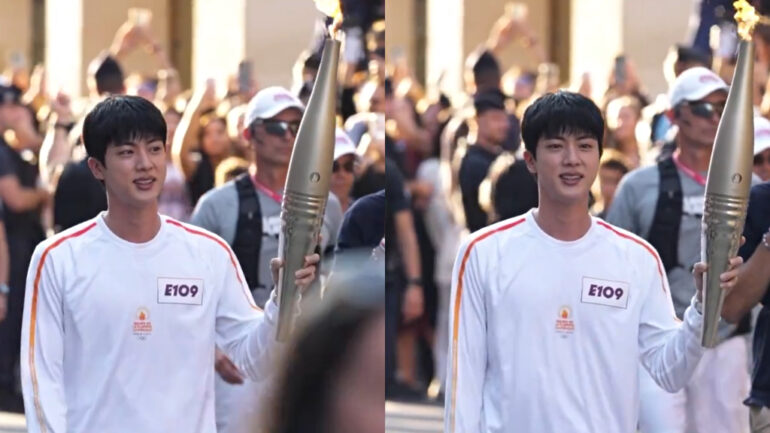 BTS’s Jin carries Olympic torch in Paris amid massive fan support