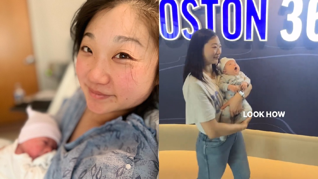 Retired US figure skater Mirai Nagasu shares photos of new baby