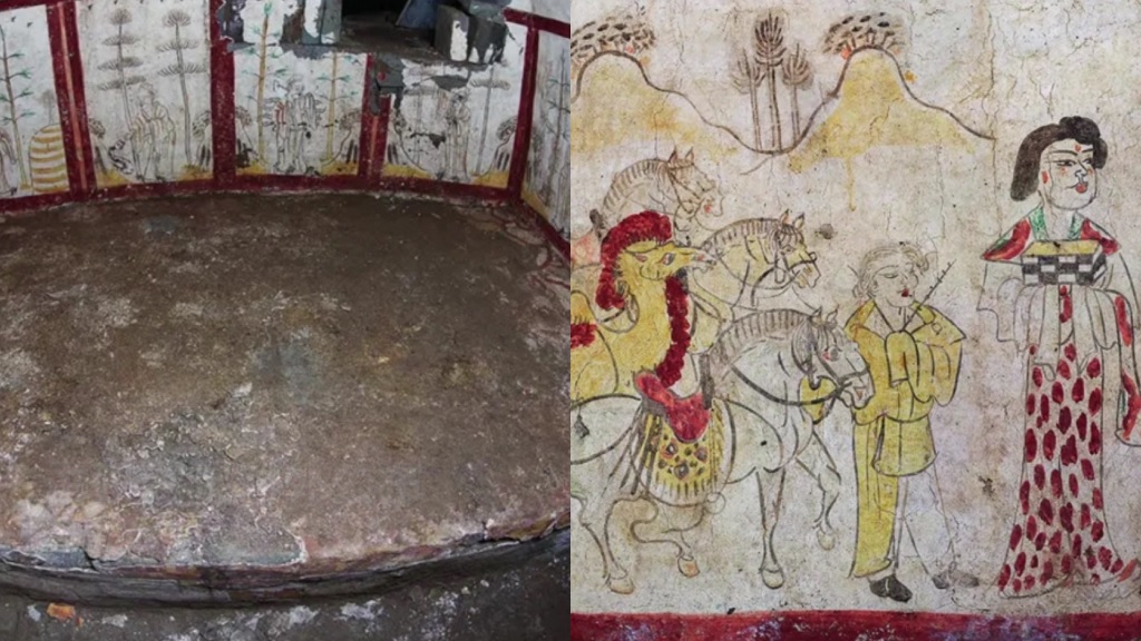 Unearthed Tang dynasty tomb shows mural of blond ‘Westerner’