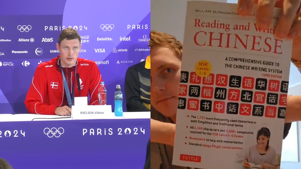 Danish gold medalist impresses with his Chinese fluency