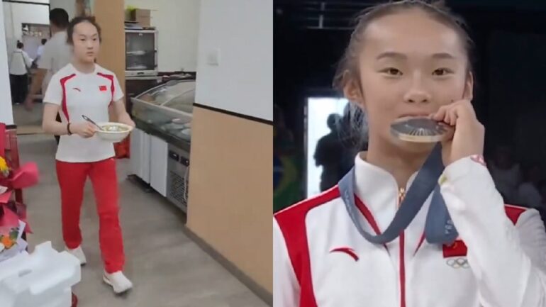 Viral Chinese Olympian helps at parents’ restaurant after return from silver medal win