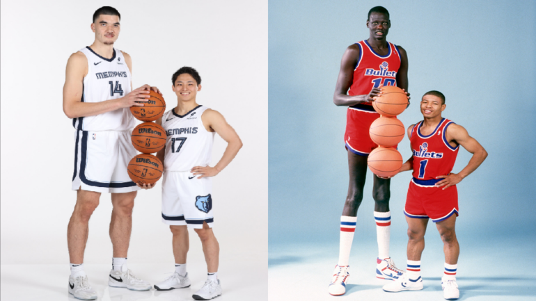 Grizzlies rookies Zach Edey and Yuki Kawamura recreate iconic NBA photo