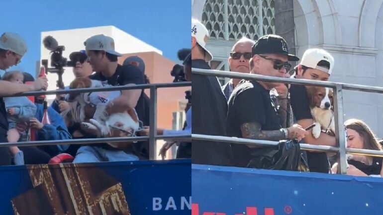Shohei Ohtani’s dog steals spotlight at Dodgers’ victory parade