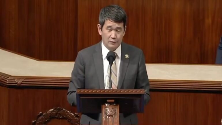 Sen. Dave Min condemns calls for conditional California wildfire aid in 1st floor speech