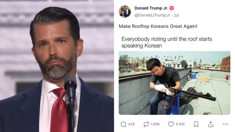 Donald Trump Jr. appears to suggest ‘rooftop Koreans’ should shoot protestors