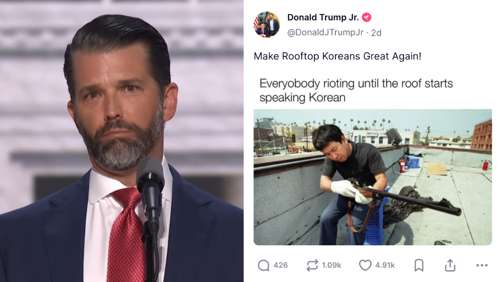 Donald Trump Jr. appears to suggest ‘rooftop Koreans’ should shoot protestors