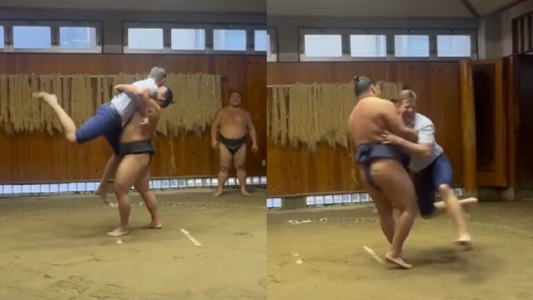 Eric Trump gets tossed from sumo ring in Japan